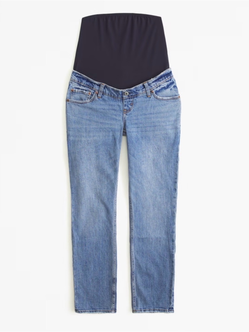 Abercrombie & Fitch Light Blue Straight-Leg Maternity Jeans with Black Panel